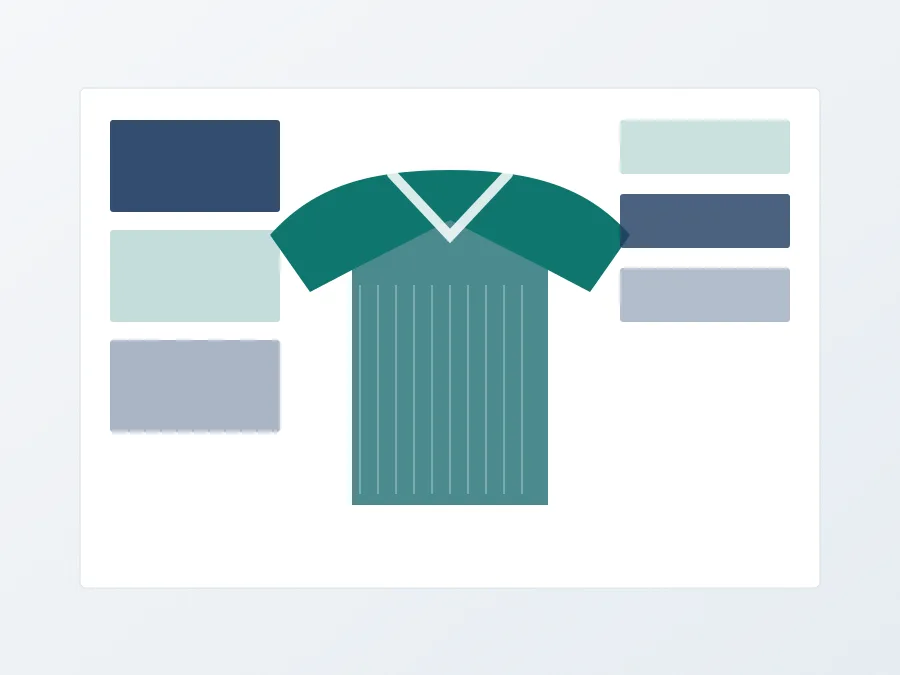 Fabric swatches for polo shirts, sportswear and uniforms