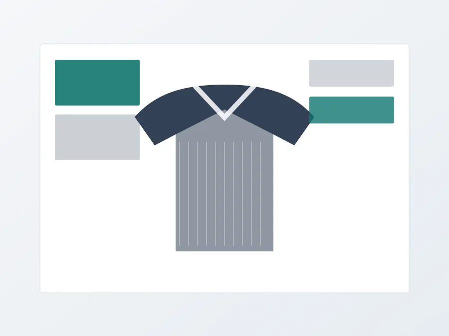 Custom uniform garments with logo placement and woven labels