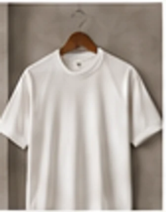 Custom crew neck T-shirt showing stitching and print placement